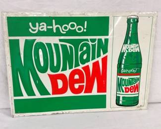 RARE SST EMB. MT. DEW SIGN W/ BOTTLE