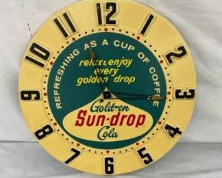 EARLY 20" SUN DROP PLASTIC CLOCK