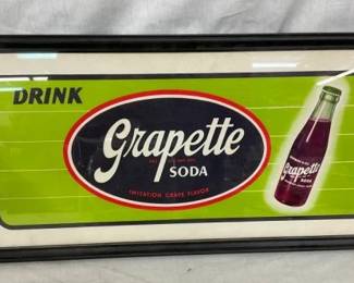 FRAMED GRAPETTE SODA CARDBOARD 