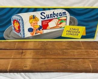 RARE NOS SST SUNBEAM BREAD SIGN EMB.