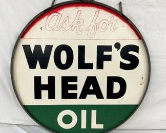 1954 DST WOLFS HEAD SWINGER SIGN
