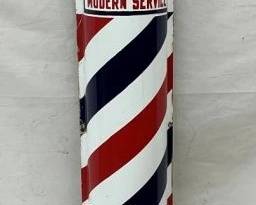 PORC. CONVEX BARBER POLE SIGN