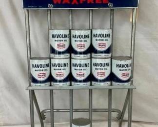 HAVOLINE OIL RACK W/ PORC. SIGN