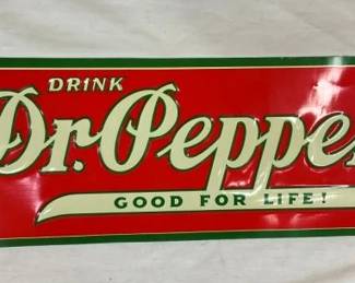 SST EMB. DR. PEPPER SIGN W/ GREEN FRAME