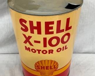 5QT SHELL X-100 MOTOR OIL CAN W/SHELL