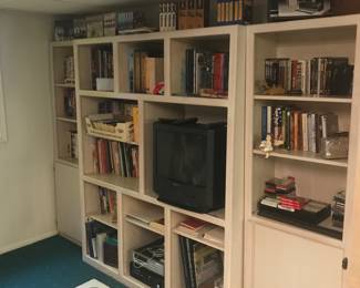 3 piece entertainment center. Books of all types! Large selection of Vhs tapes. Sony tv with Vhs player built in! Nice room size rug!