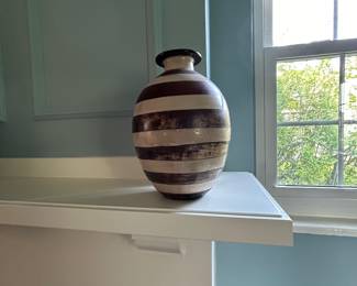 Vintage Peruvian  Striped Pottery Vase by Jose Sosa
