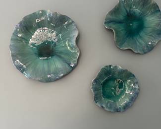 Set of 3 Abella Ceramic Flower Wall Decor 
