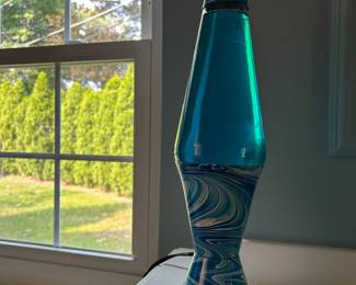 Vintage Lava Lite Blue Psychedelic Swirl Tie Dye Base Motion Lamp Retro