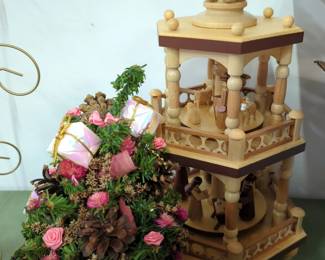 Christmas Ornaments, Holiday Greeting Cards, Ribbon, Styrofoam Balls And More, Contents Of Table