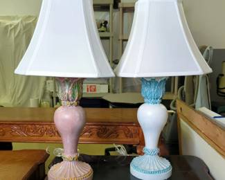 Ceramic 26.5" Table Lamps, Qty 2, Power On