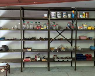 Metal 6 Shelf Storage Racks, Qty 4, Racks Share Upright Bars