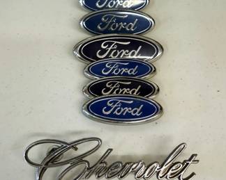 Chevrolet And Ford Emblems, Approx 3.5" - 6", Qty 7