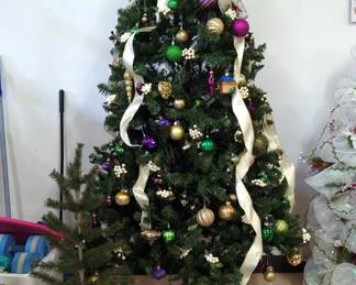 Artificial 8' Christmas Tree, Including Ornaments And Ribbon, 39" Christmas Tree, Lights, Various Lengths, Wreaths And More