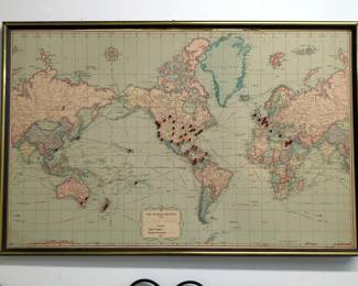 Rand McNally Framed World Map, Personalized With Traveled Locations, 20" x 31"