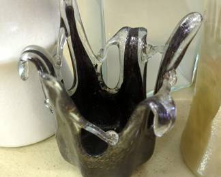 Blown Glass Vases, Ceramic 18" Vase And Glass 18" vase