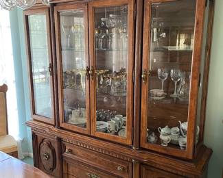 JESSUP CHINA DISPLAY CABINET, LIGHTED/ BURL WOOD