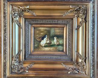 Signed Illegibly
Oil on Board of Chicks