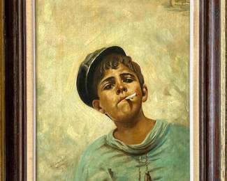 European Oil on Canvas, Signature Illegible, Dated '57