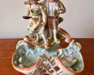 Dresden Style Vase with Children and Swan