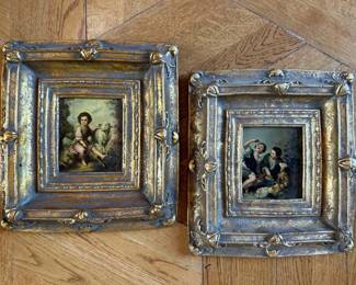 Pair of Glazed Continental Prints of Children