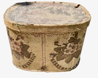 Antique 19th Century Wallpaper Hat Box 1850-60