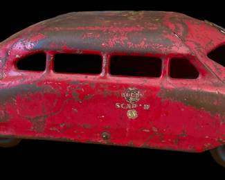 Vintage Buddy L Scarab Wind Up Pressed Steel Car C. 1930's