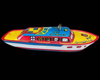 Vintage Tin Wind Up Boat Japan