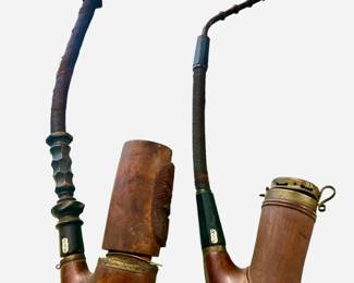 Antique German Carved Burlwood, Birch Gefundheits Pipes