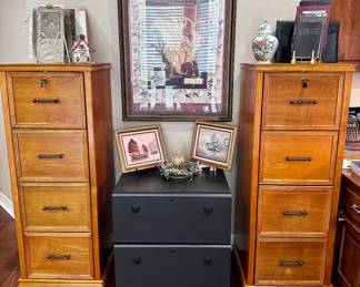 Two Nice Wood Tall File Cabinets