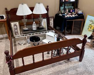 Vintage Cherrywood Bed - Lamps - Trunk 