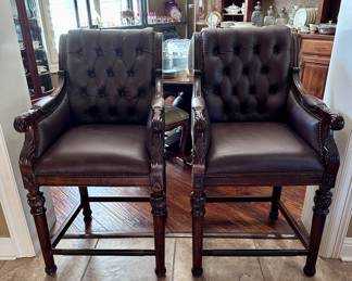 Two Pub Height Arm Chairs