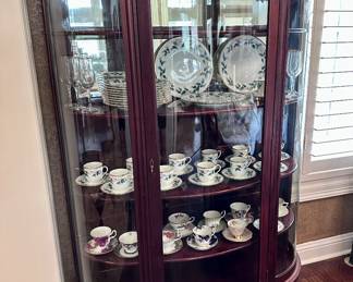 Antique Curved Glass China / Curio Cabinet