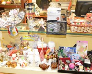 Salt and Pepper shakers vintage, buttons, stickers, odds and ends