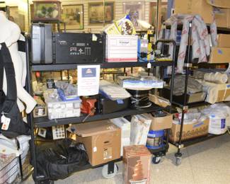 VHS Recorder, AMP, Wire Stripper, Fishing Line roller, Chains, Screws new in box, Hooks, Vice, Printer, Dog Blind for Hunting, Motor new in box, coated cable, Welding wire. 