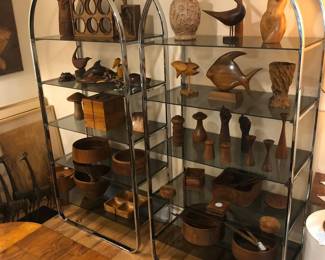 Pair of Chrome and Smoked Glass tagres