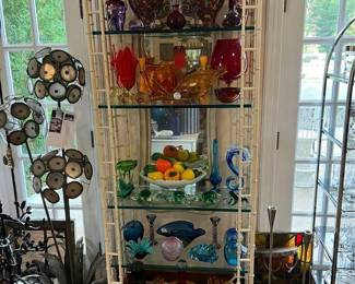 faux bamboo etagere in white