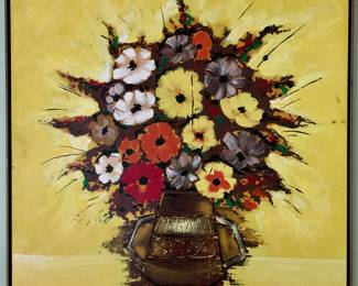 Large Mid-Century Painting on Canvas MCM signed Gregg