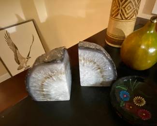 Quartz Geode bookends