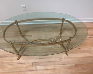 Beveled Glass "La Barge" Coffee Table with brass Base