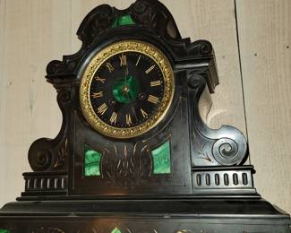 Antique solid marble mantle clock