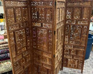 Ornately Carved Teak Screen