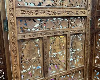 Close Up of Ornate Teak Screen