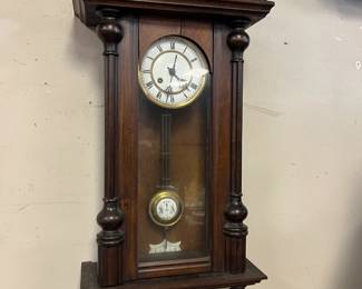 Gorgeous Victorian Hanging Wall Clock with Figural Relief, German Movement
