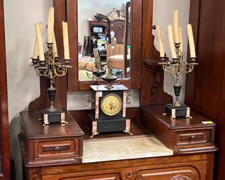 Matching Mantle Clock and Candelabra Set