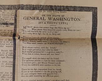 Poem on Ulster County Gazette commemorating the death of George Washington