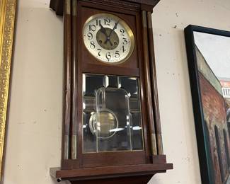 Early Hanging Wall Clock with beveled glass