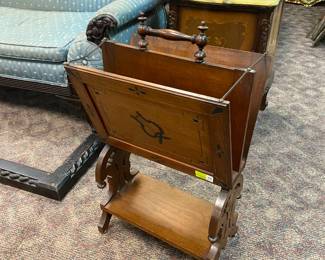 Eastlake Magazine Rack with Carved Lyre detail