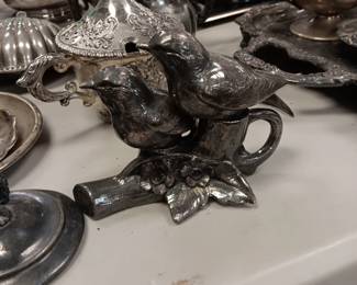 Silver Plated Birds Salt and Pepper Shakers