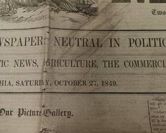 Saturday Evening Post dated October 27th, 1849